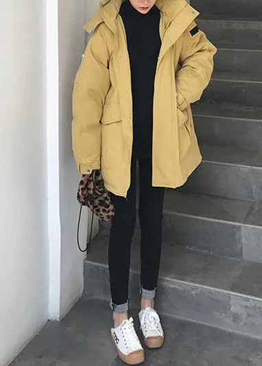 2019 plus size warm winter coat side open winter coats yellow hooded women parkas