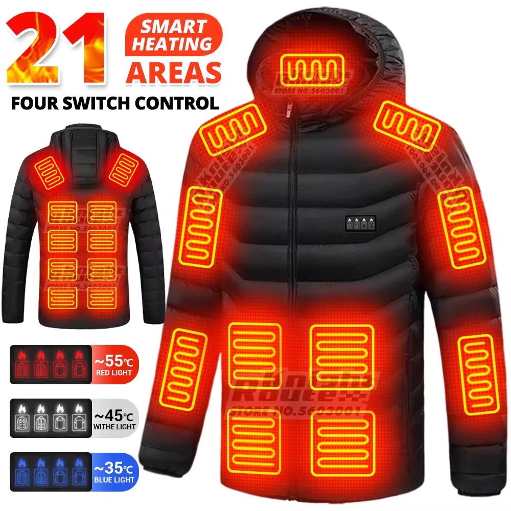 21 Areas Heated Jacket Mens Jacket Heating Jacket Men Warm Winter Jackets for Men Parkas Coat Tactical Heated Vest