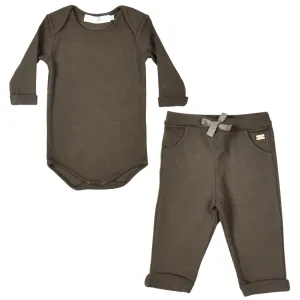 Angel | Boys Khaki Ribbed Cotton Leggings Set (2)