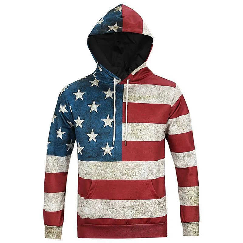 BFJmz Stars Stripes Flag Occident Style 3D Printing Coat Leisure Sports Sweater Autumn And Winter