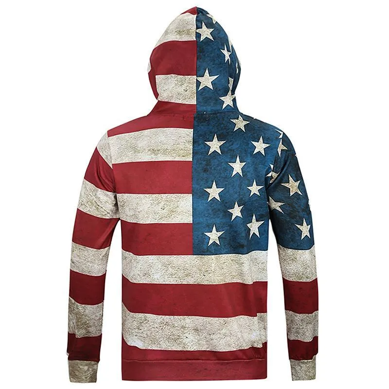 BFJmz Stars Stripes Flag Occident Style 3D Printing Coat Leisure Sports Sweater Autumn And Winter