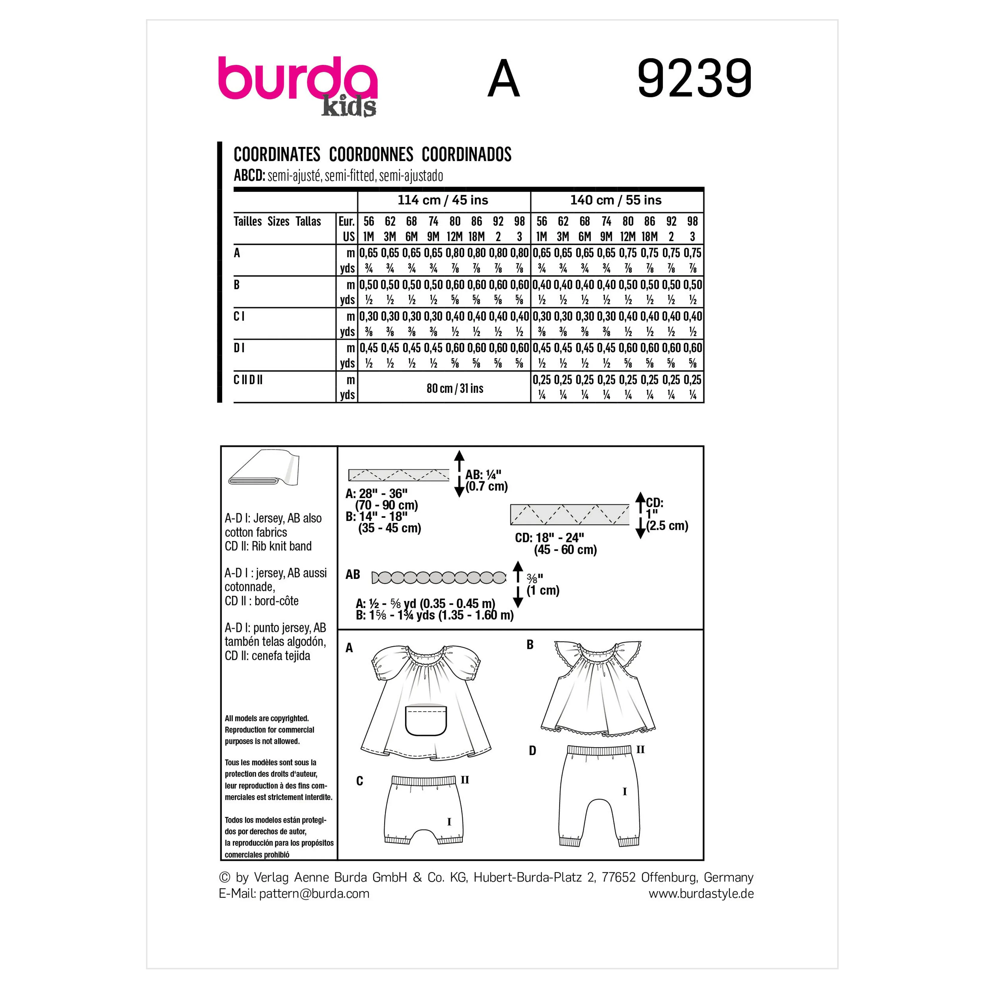 Burda Pattern 9239 Baby Sportswear