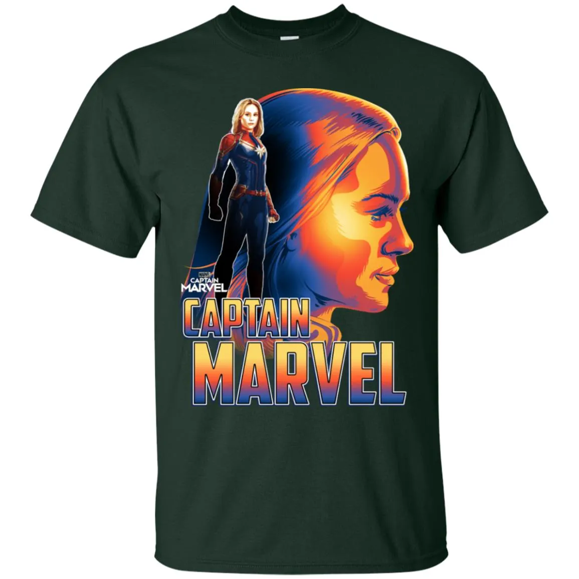 Captain Marvel Bold Sunset Portrait Men Cotton T-Shirt