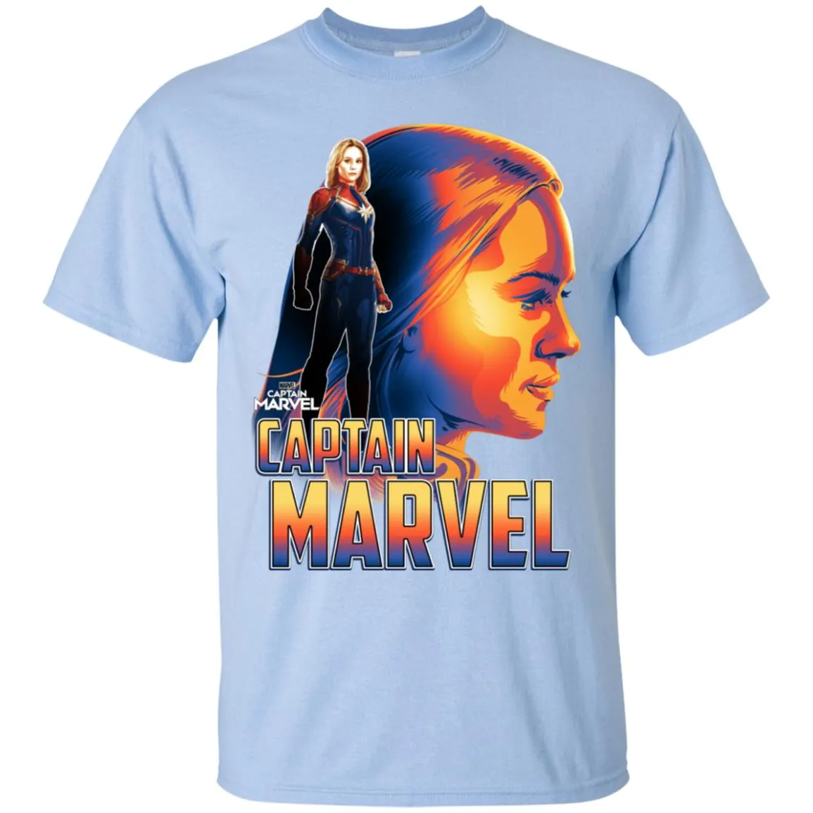 Captain Marvel Bold Sunset Portrait Men Cotton T-Shirt