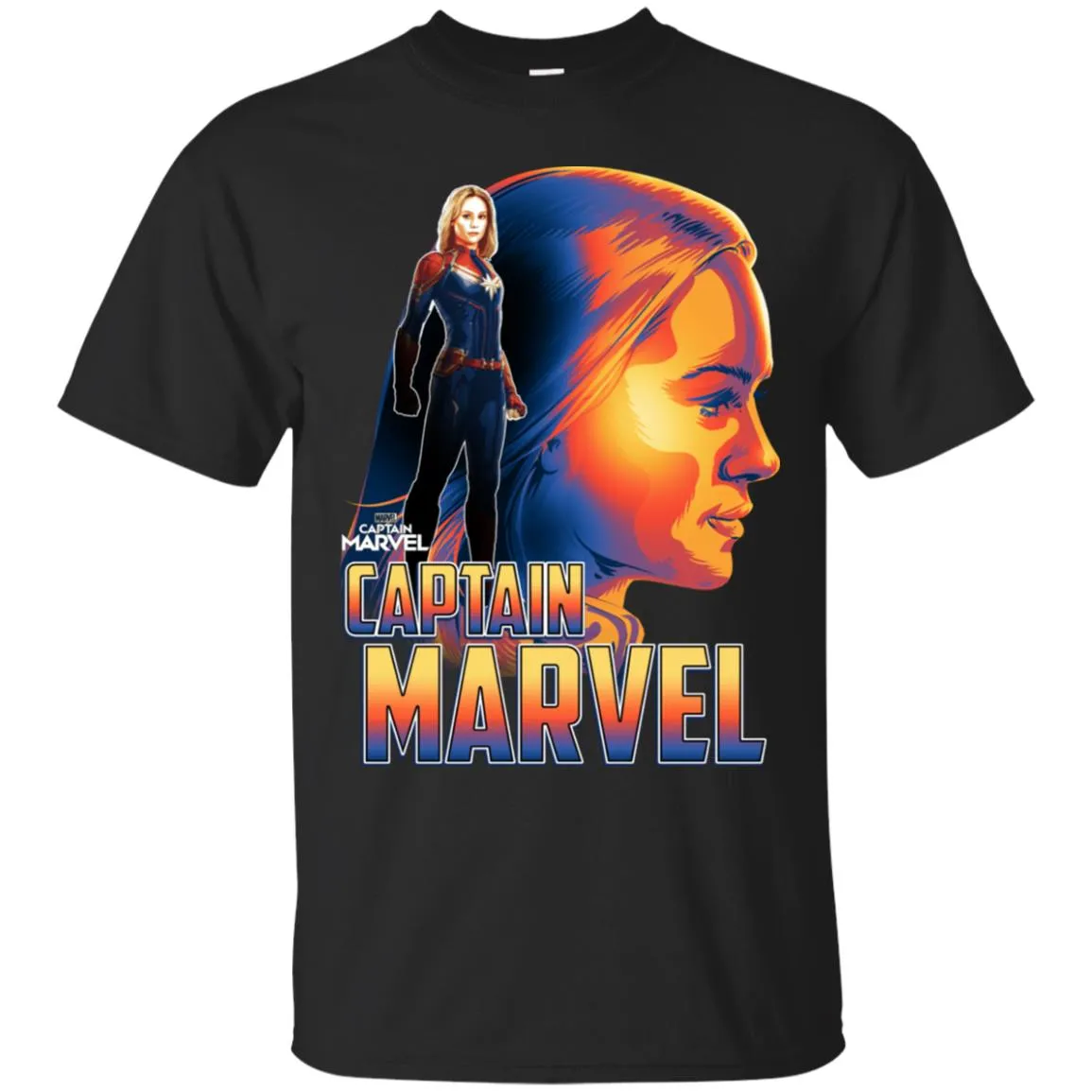 Captain Marvel Bold Sunset Portrait Men Cotton T-Shirt