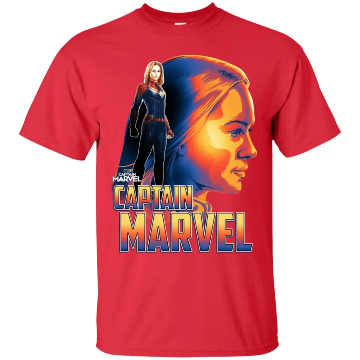 Captain Marvel Bold Sunset Portrait Men Cotton T-Shirt