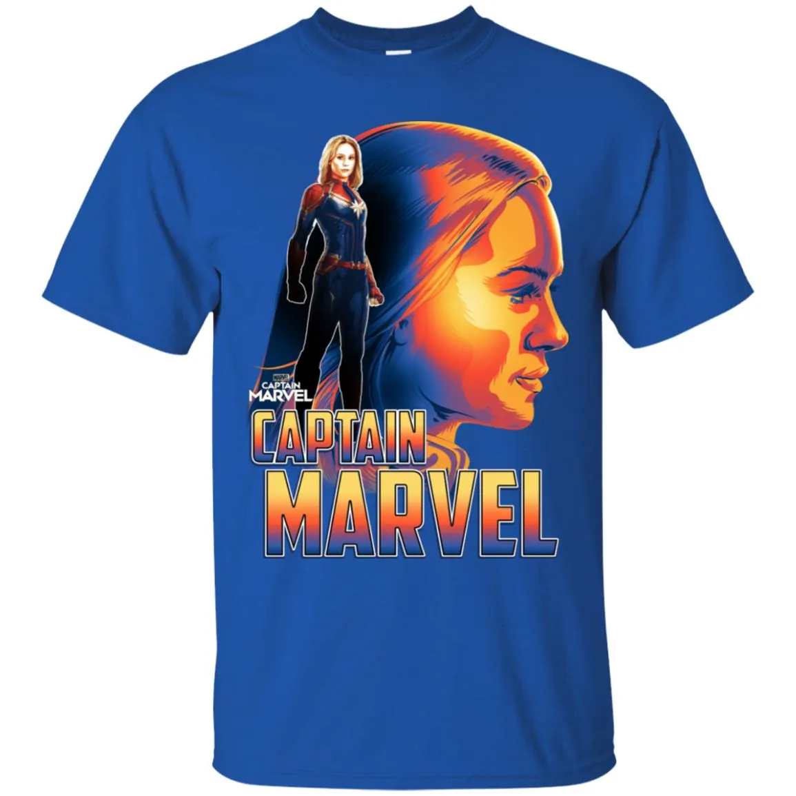 Captain Marvel Bold Sunset Portrait Men Cotton T-Shirt