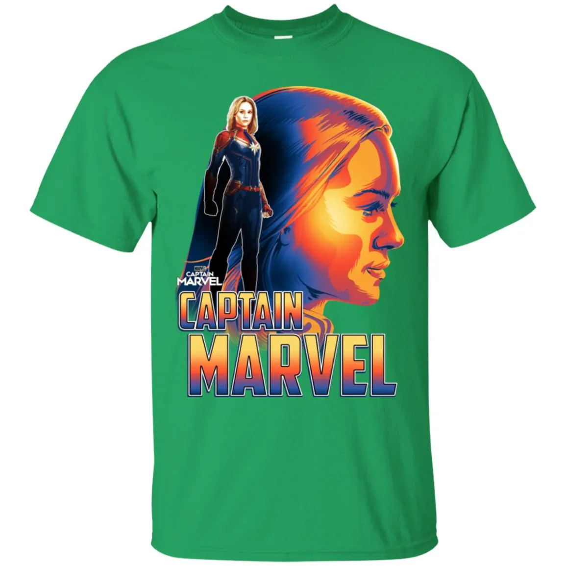 Captain Marvel Bold Sunset Portrait Men Cotton T-Shirt