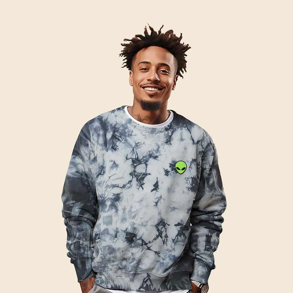 Dalix Alien Tie Dye Crewneck Sweatshirt