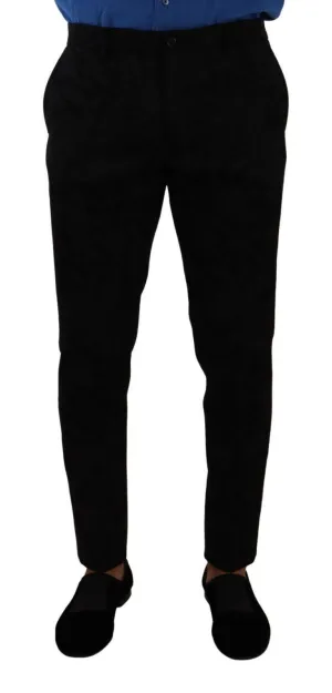 Dolce & Gabbana Black Brocade Skinny Formal Trouser Dress Pants