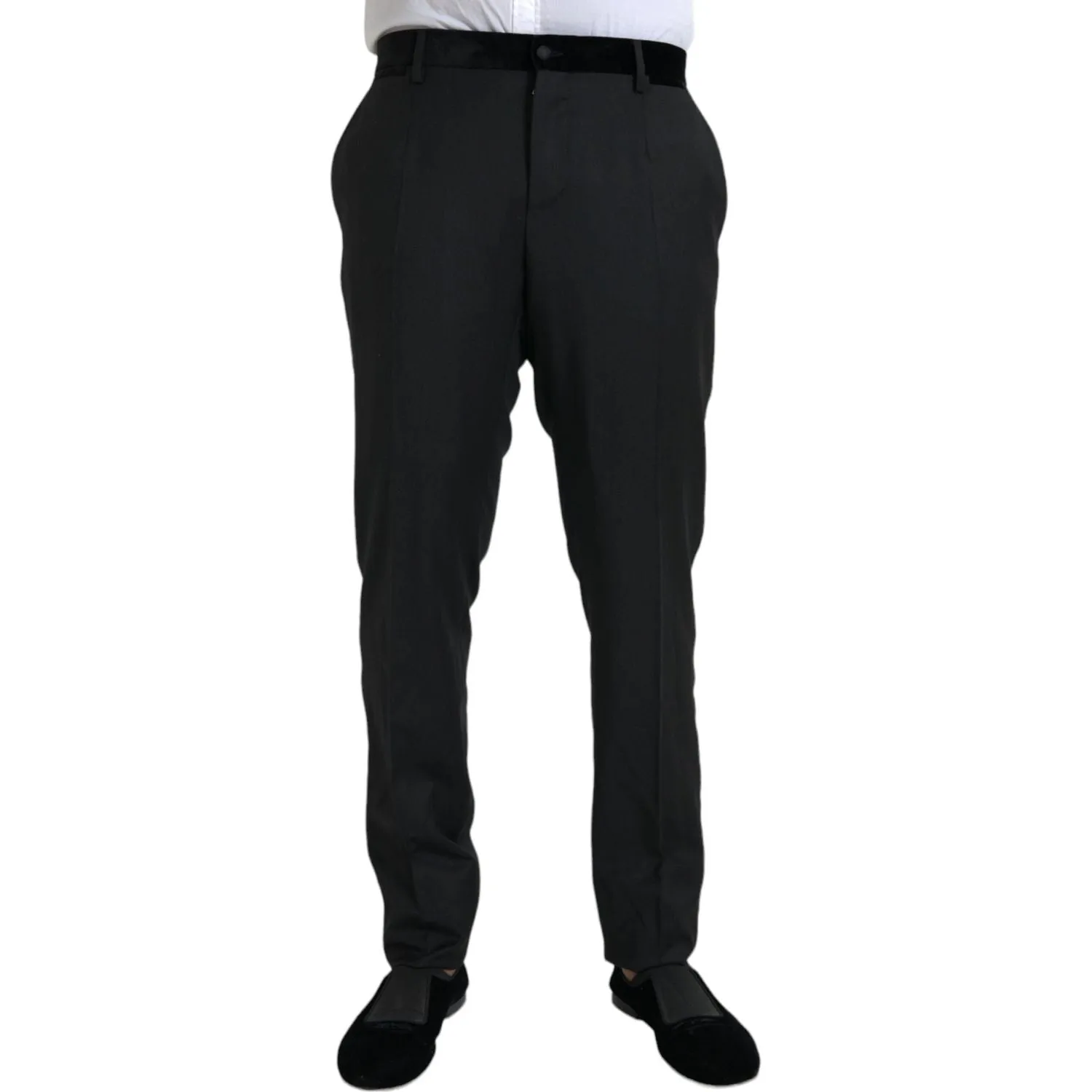 Dolce & Gabbana Black Silk Men Skinny Dress Pants