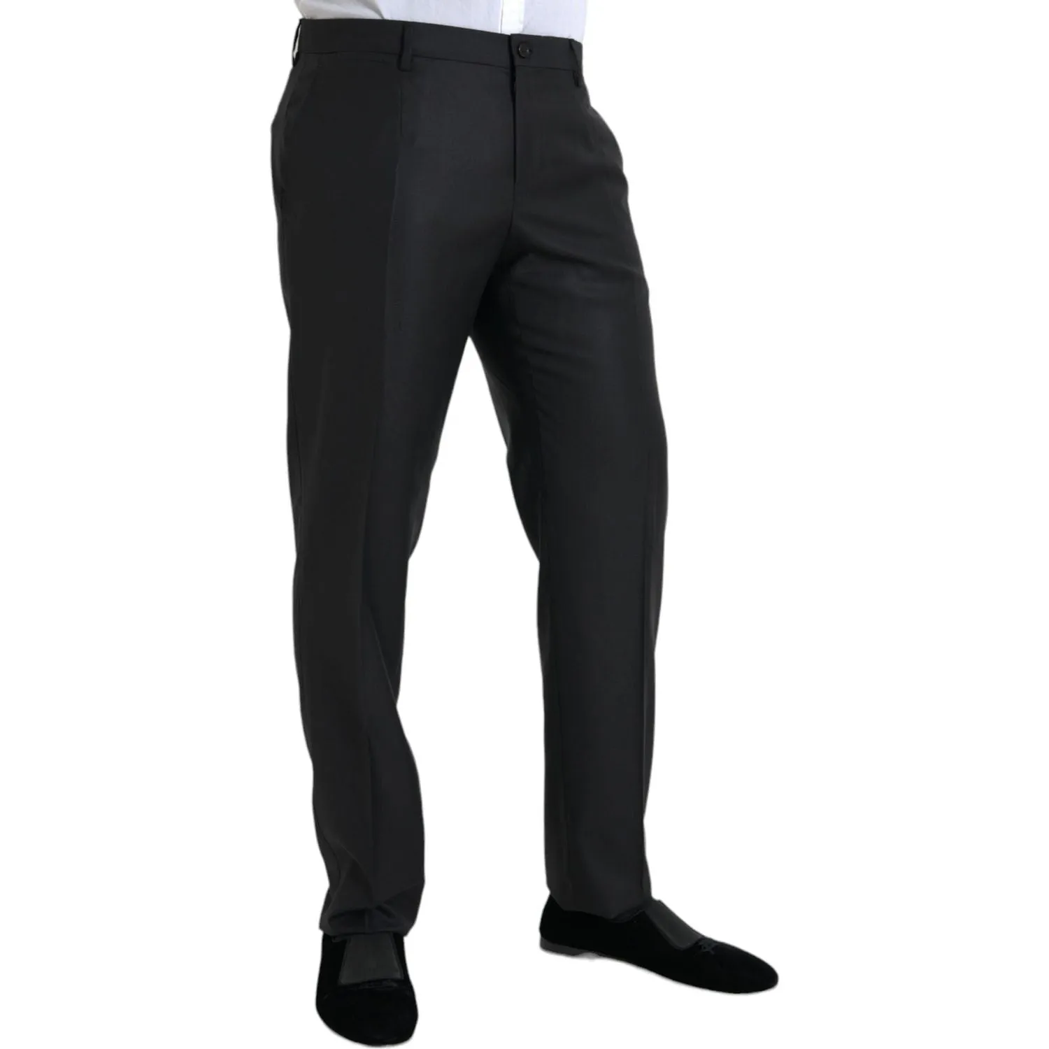 Dolce & Gabbana Black Wool Silk Skinny Dress Pants