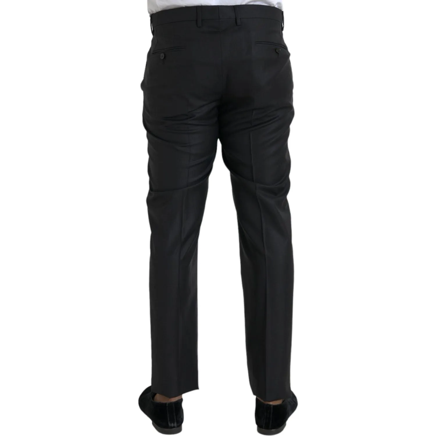 Dolce & Gabbana Black Wool Silk Skinny Dress Pants