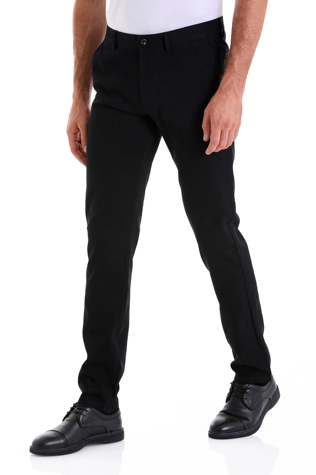 Dynamic Fit High Waist Cotton Black Casual Pants