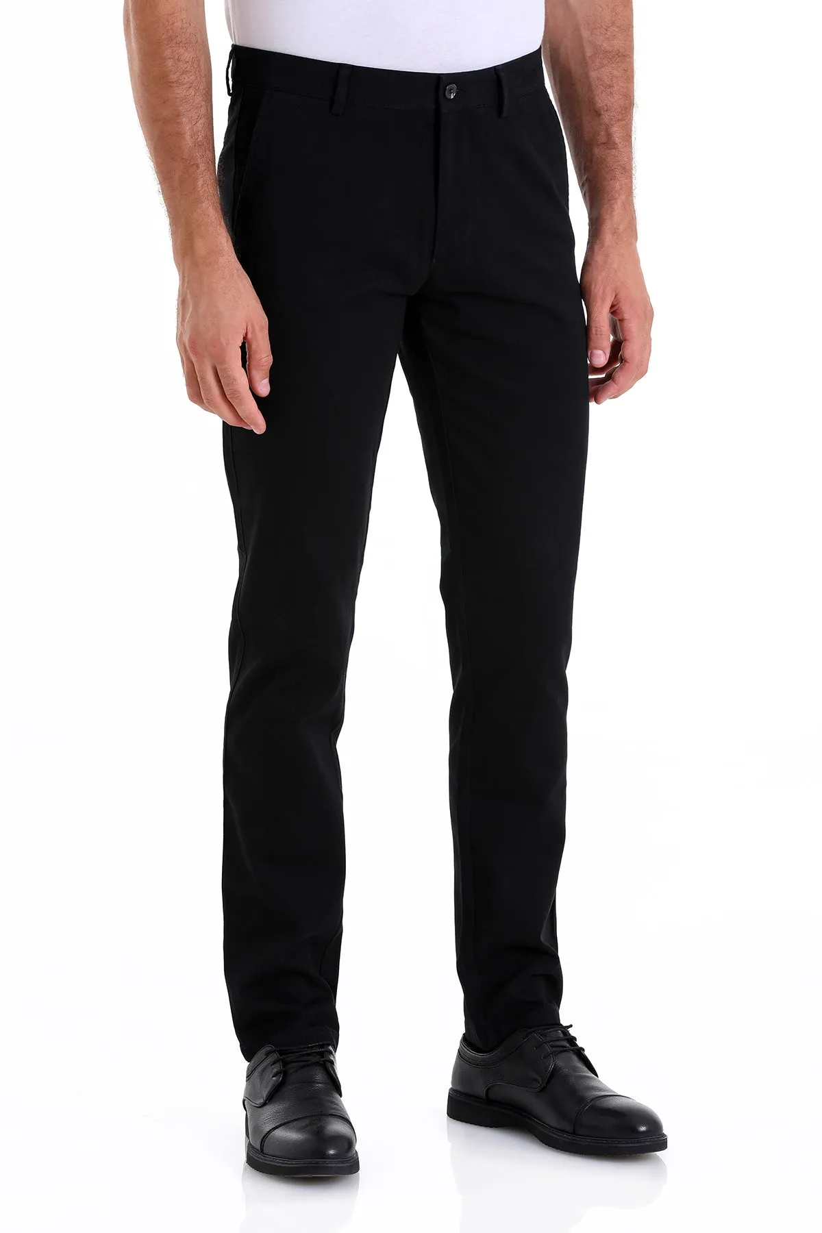 Dynamic Fit High Waist Cotton Black Casual Pants