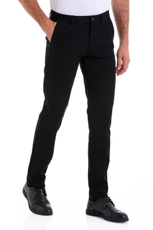 Dynamic Fit High Waist Cotton Black Casual Pants