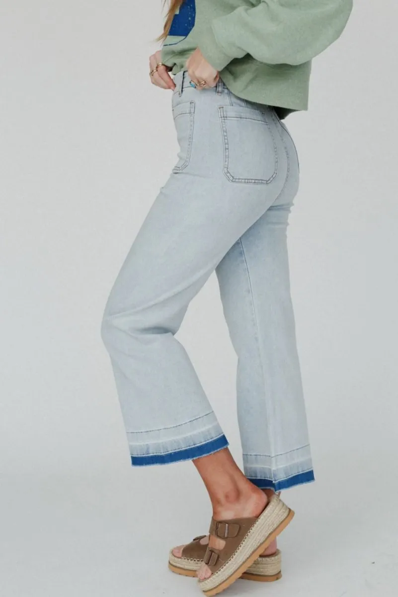 Edgy Acid Wash Cropped Denim Jeans