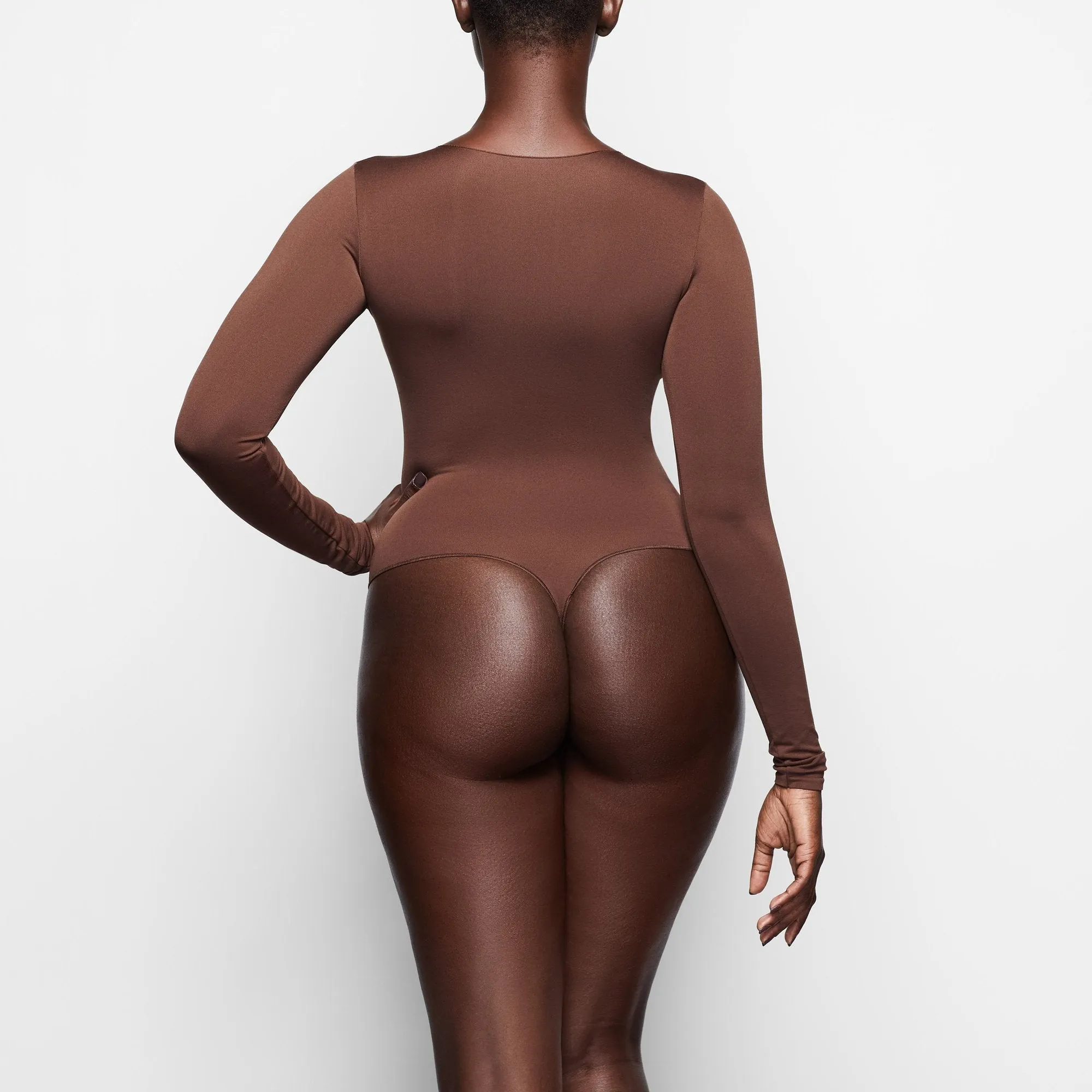 ESSENTIAL CREW NECK LONG SLEEVE BODYSUIT | SMOKEY QUARTZ