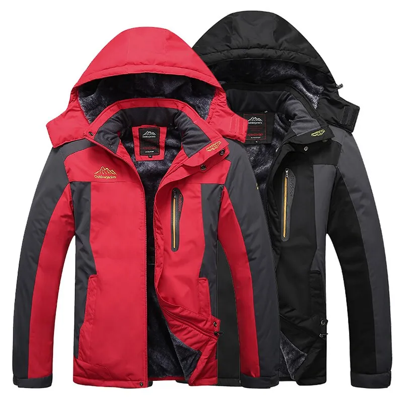 Fleece Thick Waterproof Hooded Parkas Jacket For Winter