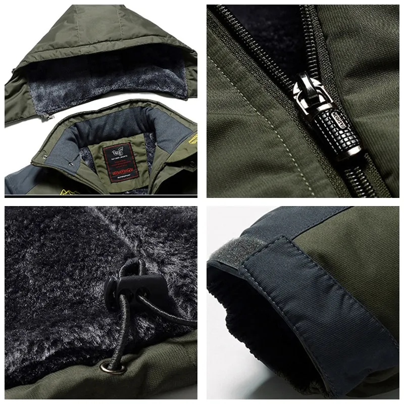 Fleece Thick Waterproof Hooded Parkas Jacket For Winter