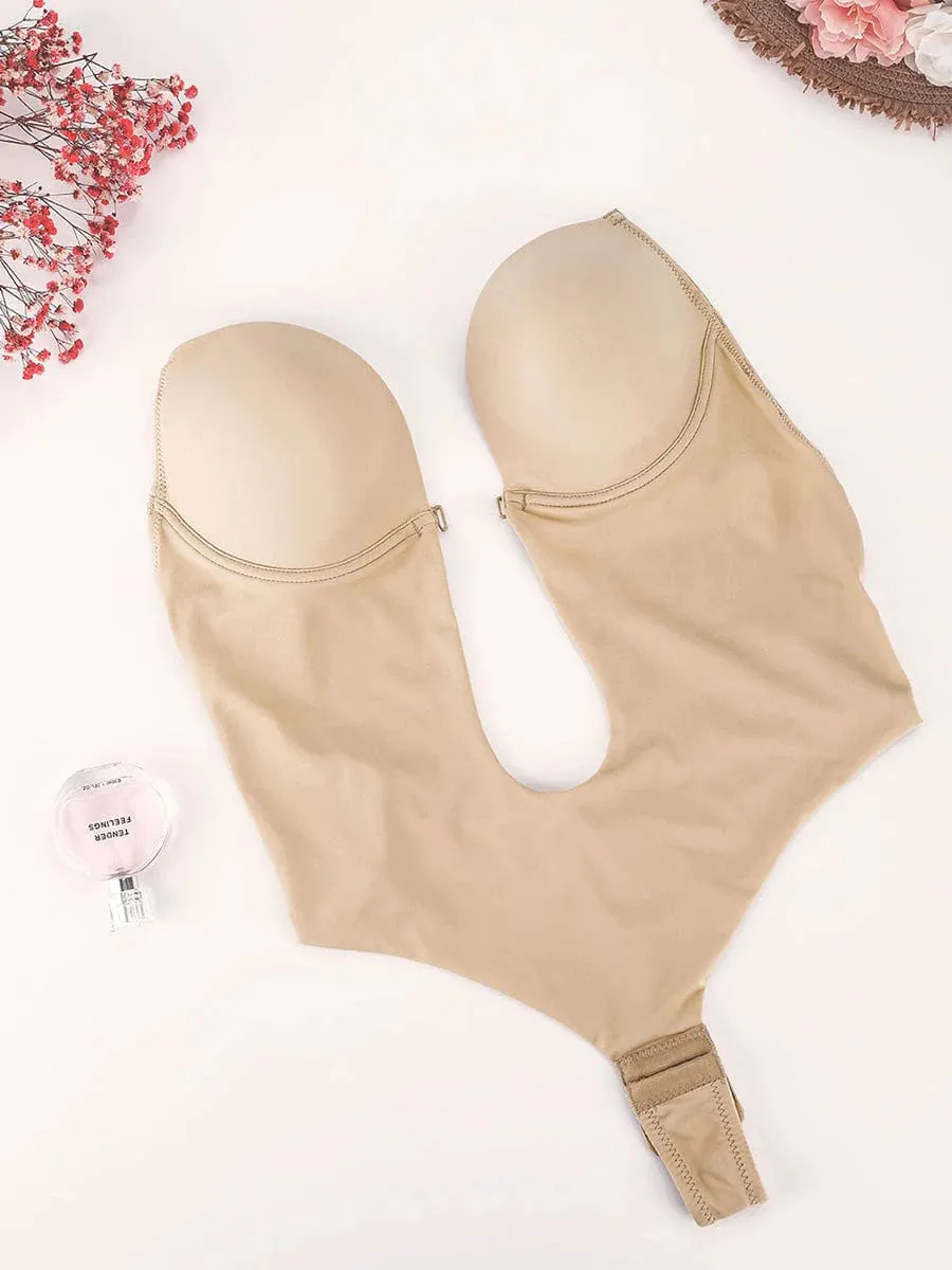 High Waist 30D Fabric Tummy Control Bodysuit with Nubuck Shoulder Straps