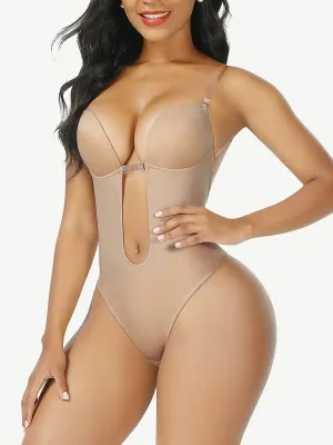 High Waist 30D Fabric Tummy Control Bodysuit with Nubuck Shoulder Straps