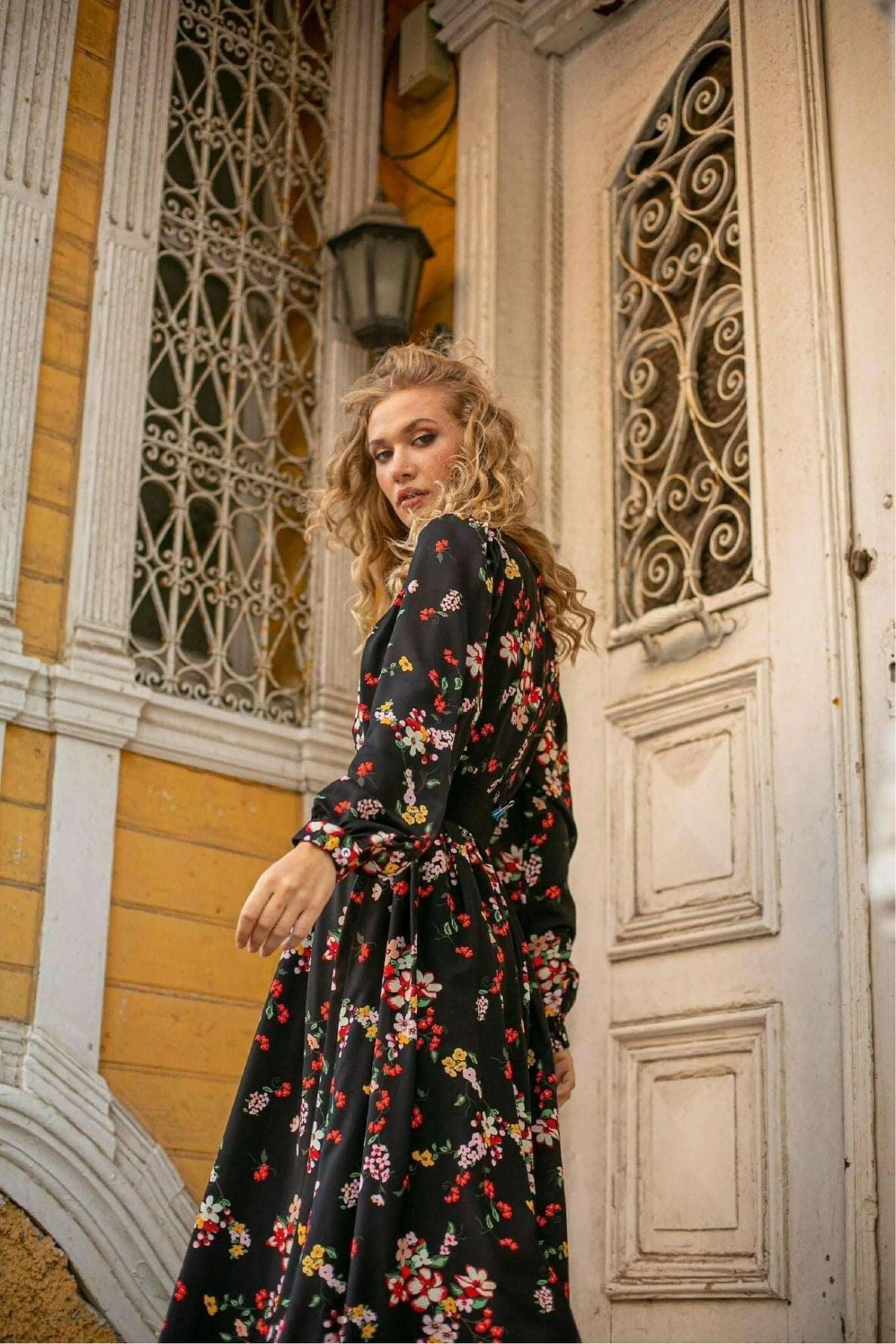 Kelsi Floral Long Maxi Dress with Long Sleeves