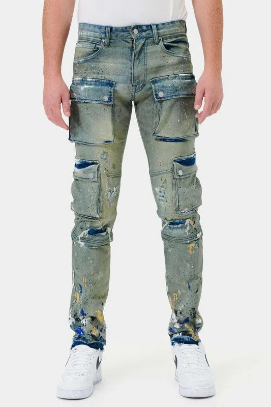 [LIMITED EDITION] First Row L.A. - Multi Cargo Slim Straight Denim Jeans