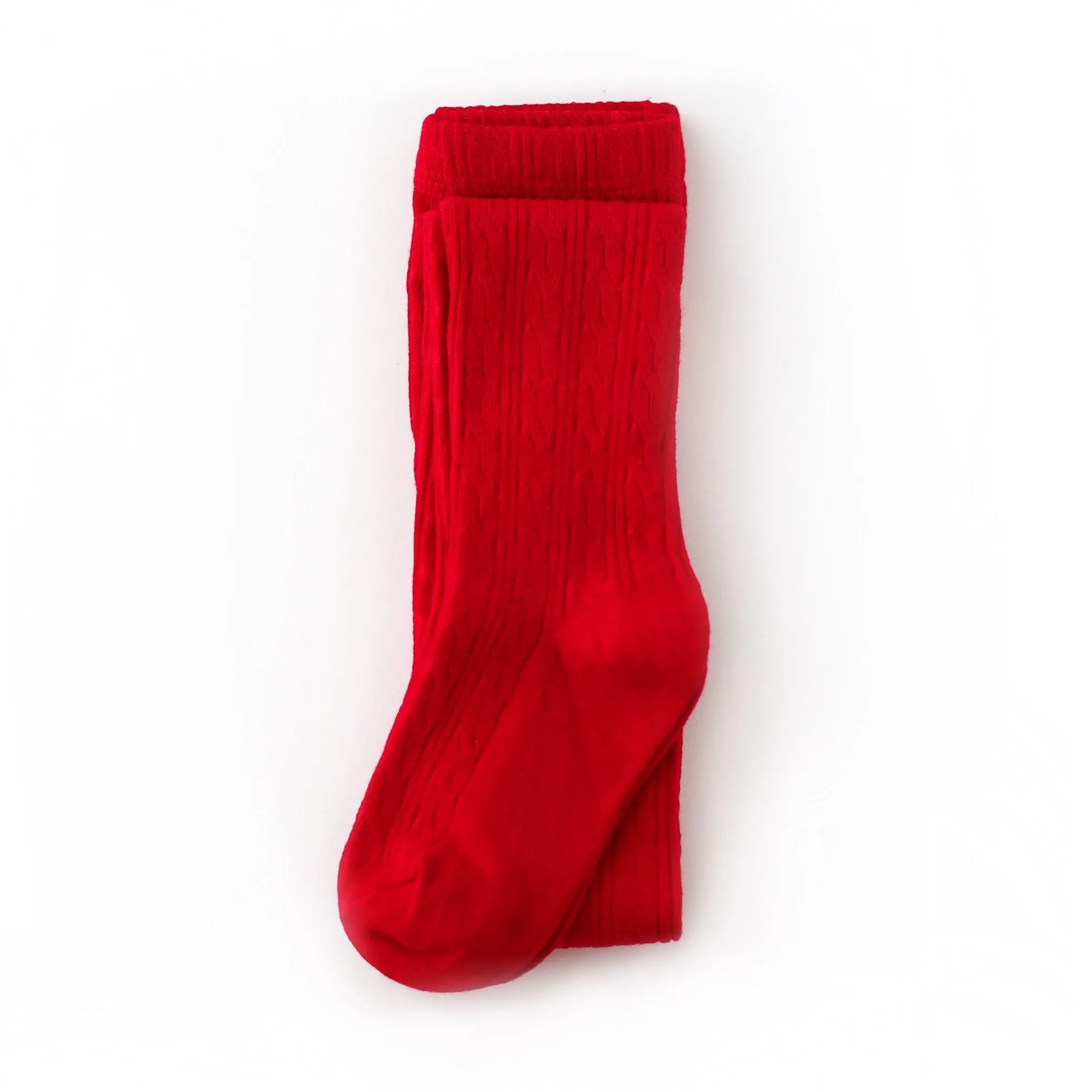 Little Stocking Co Cable Knit Tights - Bright Red