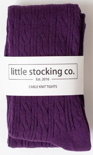 Little Stocking Co Cable Knit Tights - Plum