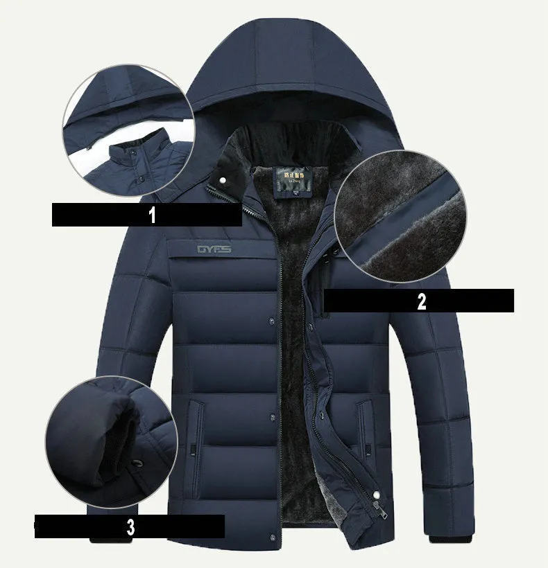 Men -20 Degree Thicken Warm Men Parkas Hooded  Jackets