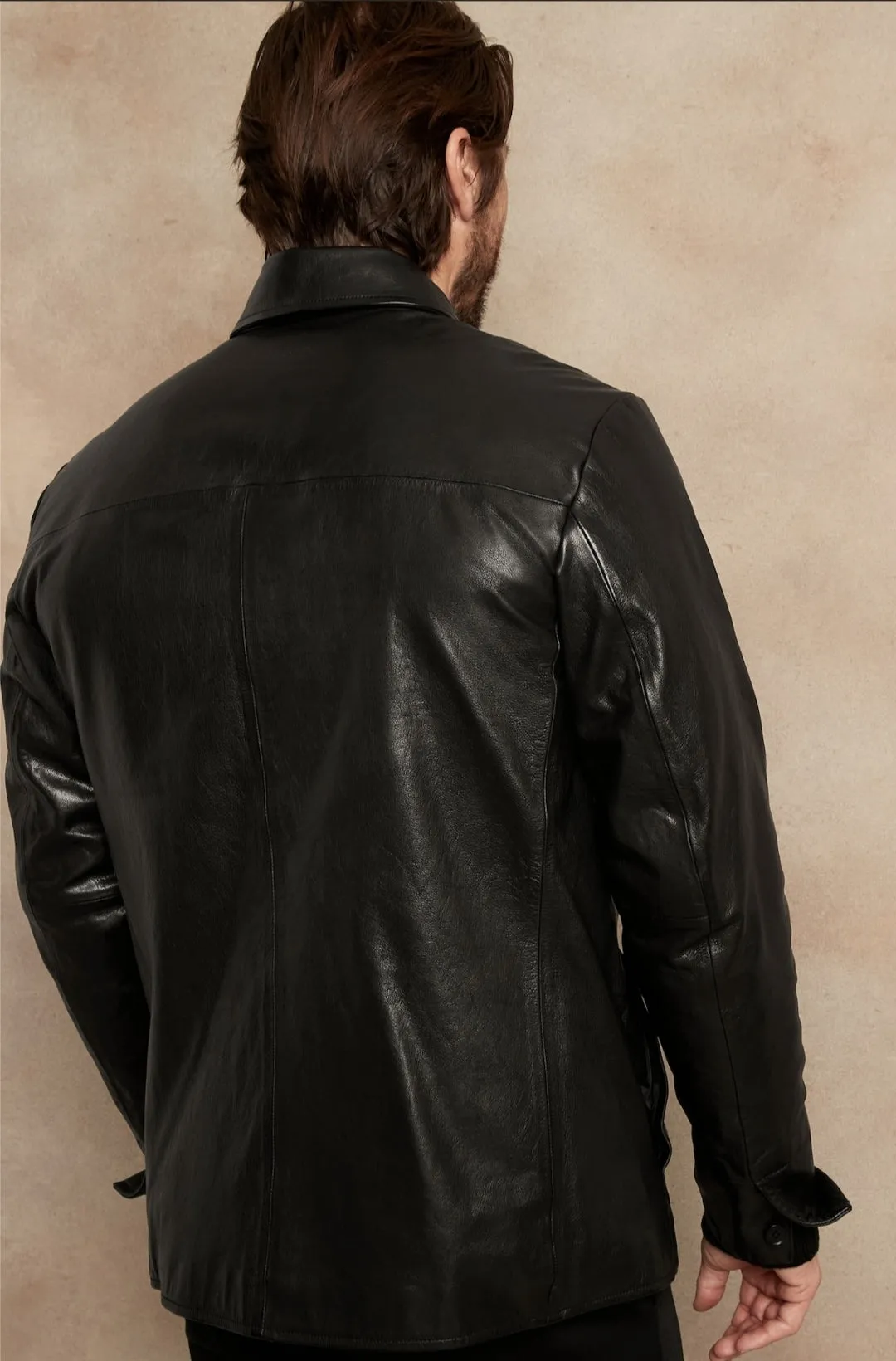 Men’s Black Trucker Genuine Leather Shirt