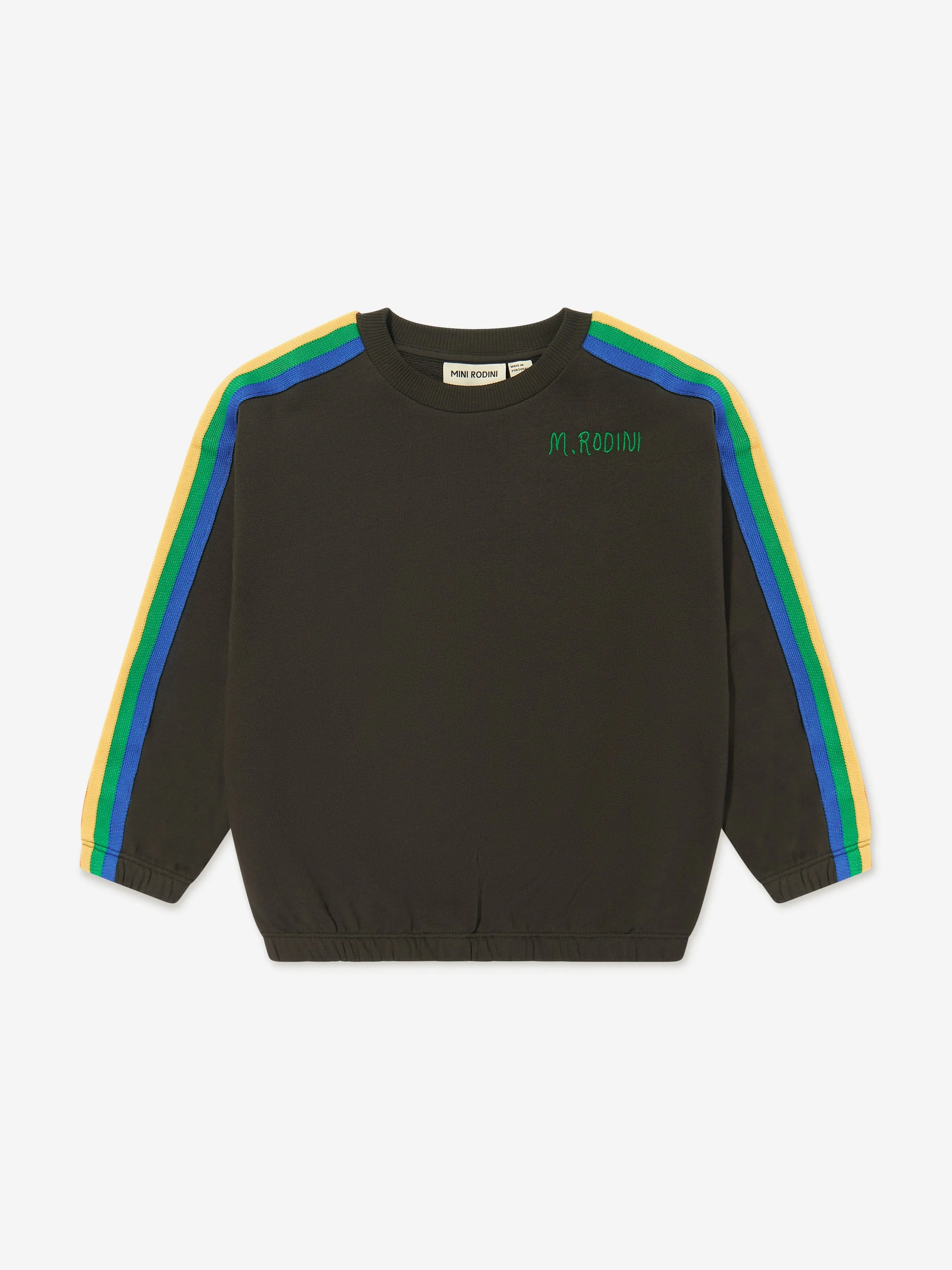 Mini Rodini Kids Rainbow Stripe Sweatshirt in Black