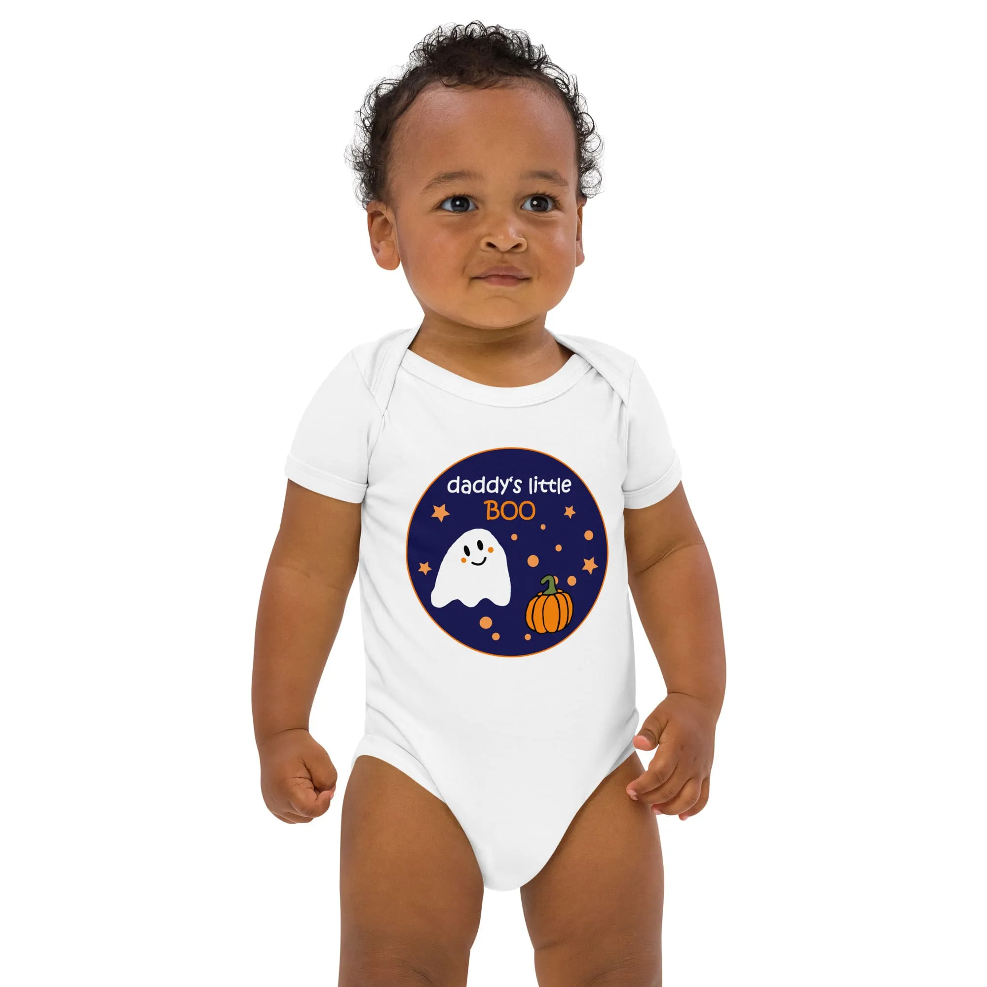 Organic Cotton Baby Bodysuit – "Daddy's Little BOO" Halloween | 3 Colors