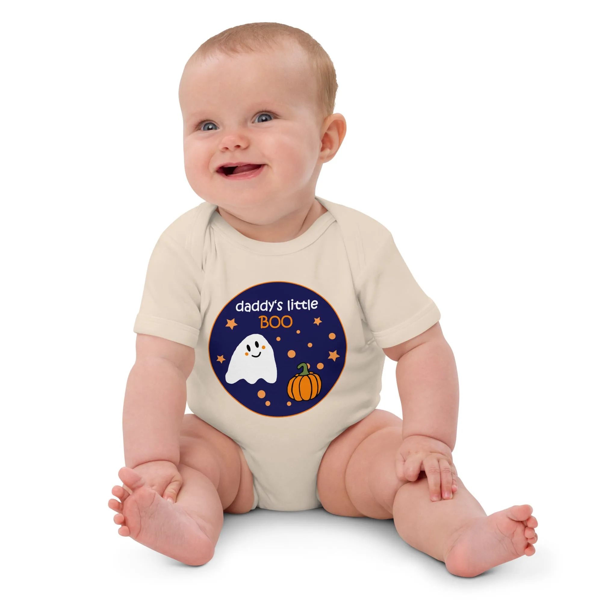 Organic Cotton Baby Bodysuit – "Daddy's Little BOO" Halloween | 3 Colors