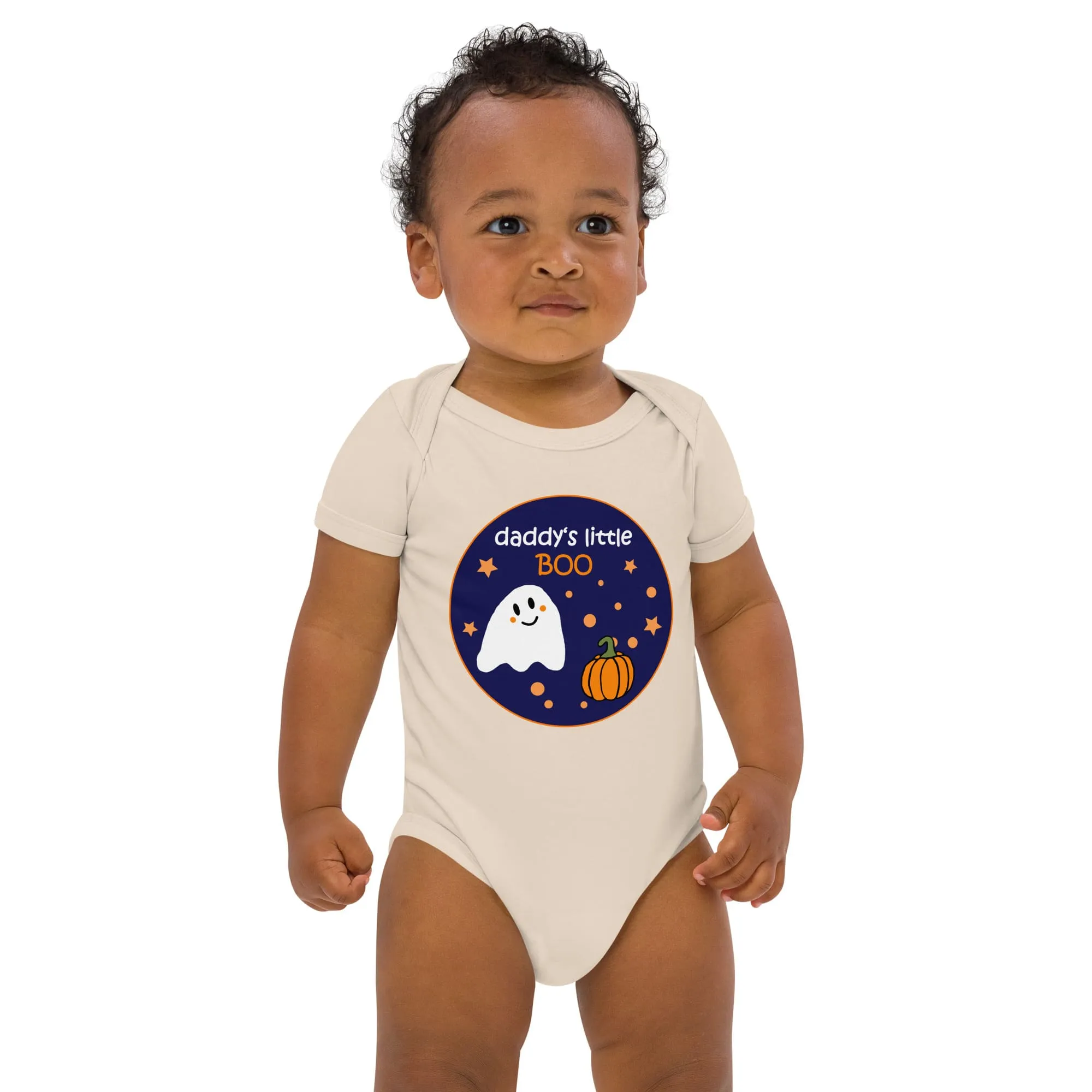 Organic Cotton Baby Bodysuit – "Daddy's Little BOO" Halloween | 3 Colors