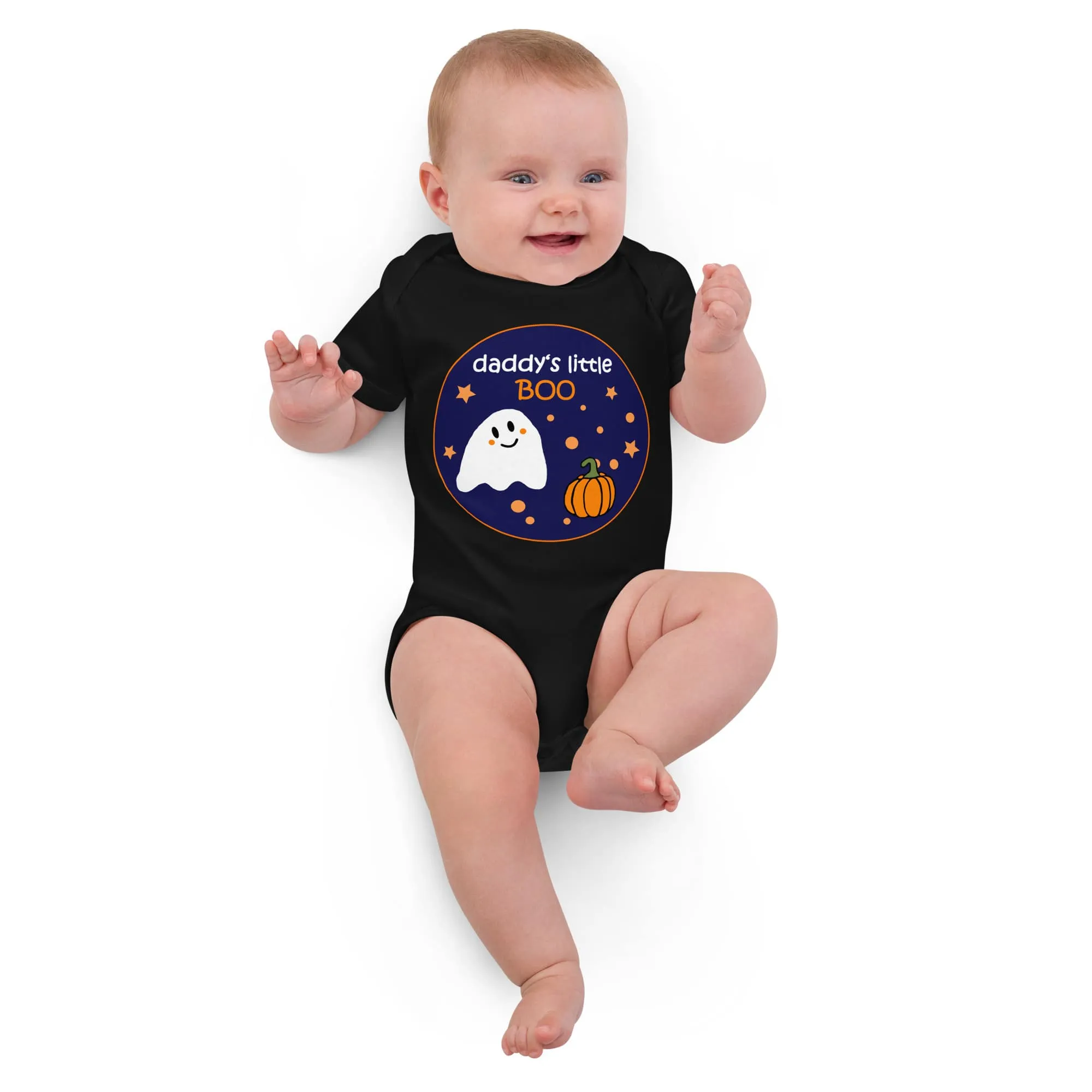 Organic Cotton Baby Bodysuit – "Daddy's Little BOO" Halloween | 3 Colors