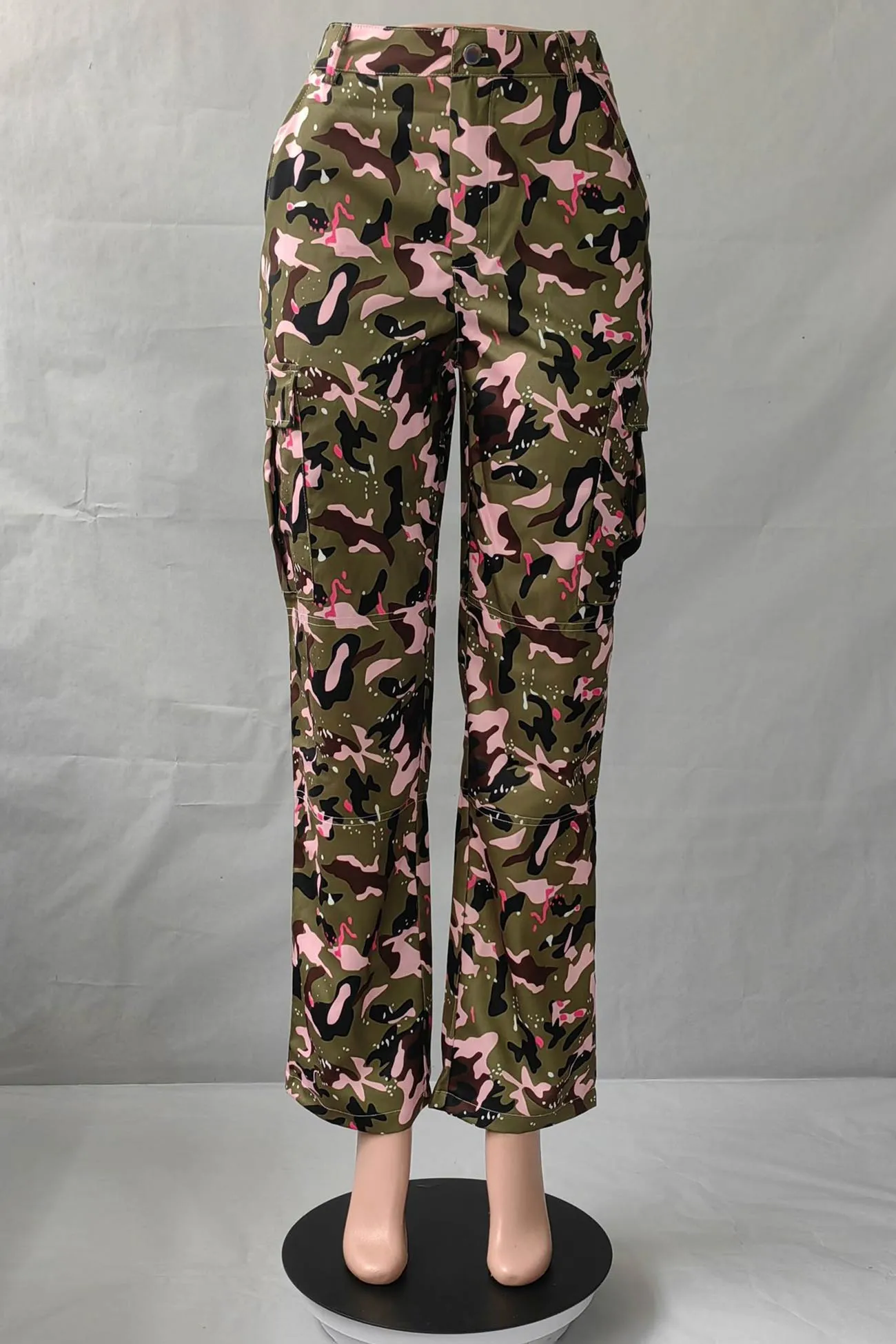 Pink Camouflage High Waist Pants