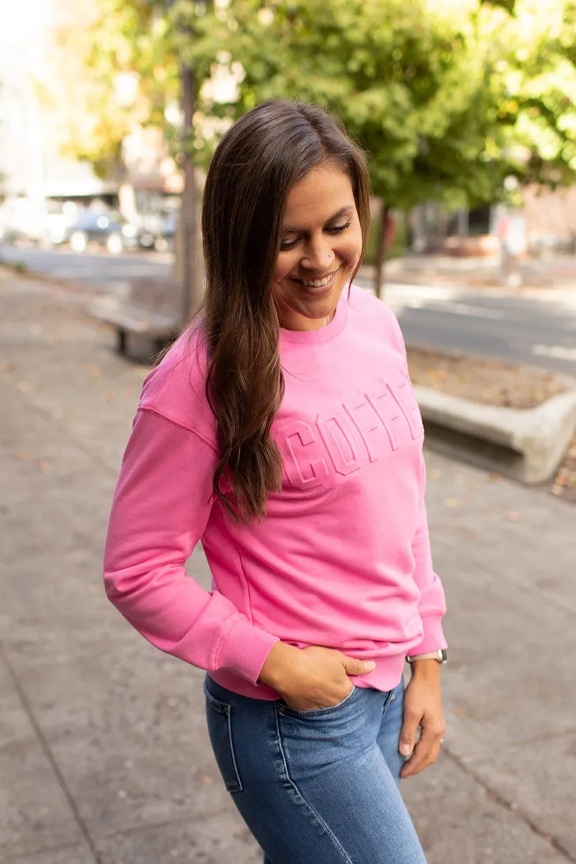 Pink Embossed Coffee Sweatshirt