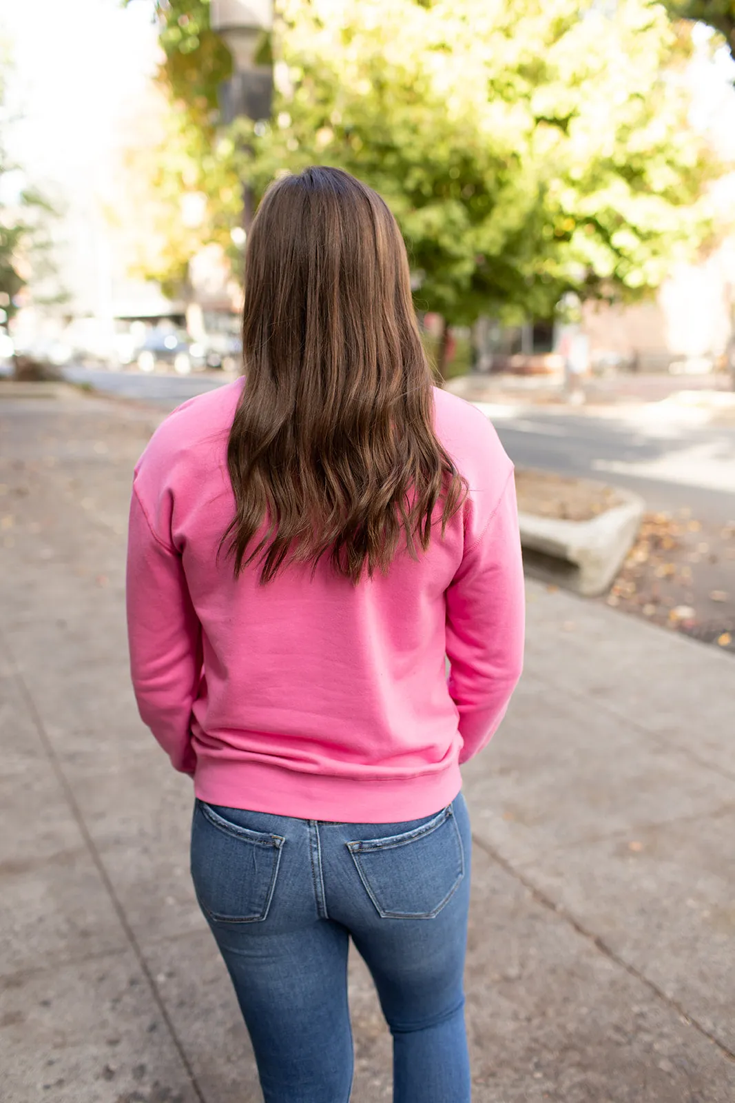 Pink Embossed Coffee Sweatshirt