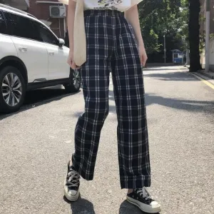 Plaid Pants With Loose Fit