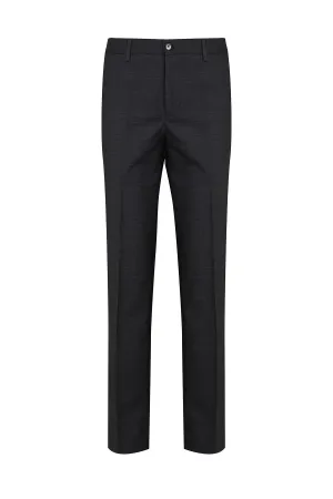 Regular Fit Side Pocket High Waist Gray Wool Dress Pants