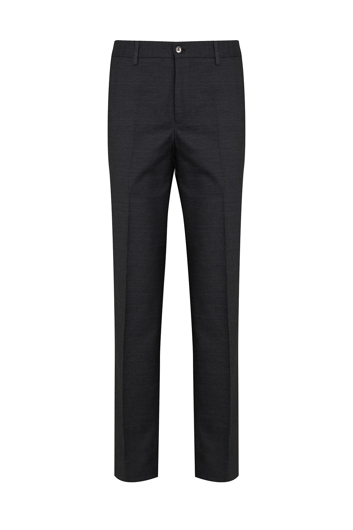 Regular Fit Side Pocket High Waist Gray Wool Dress Pants