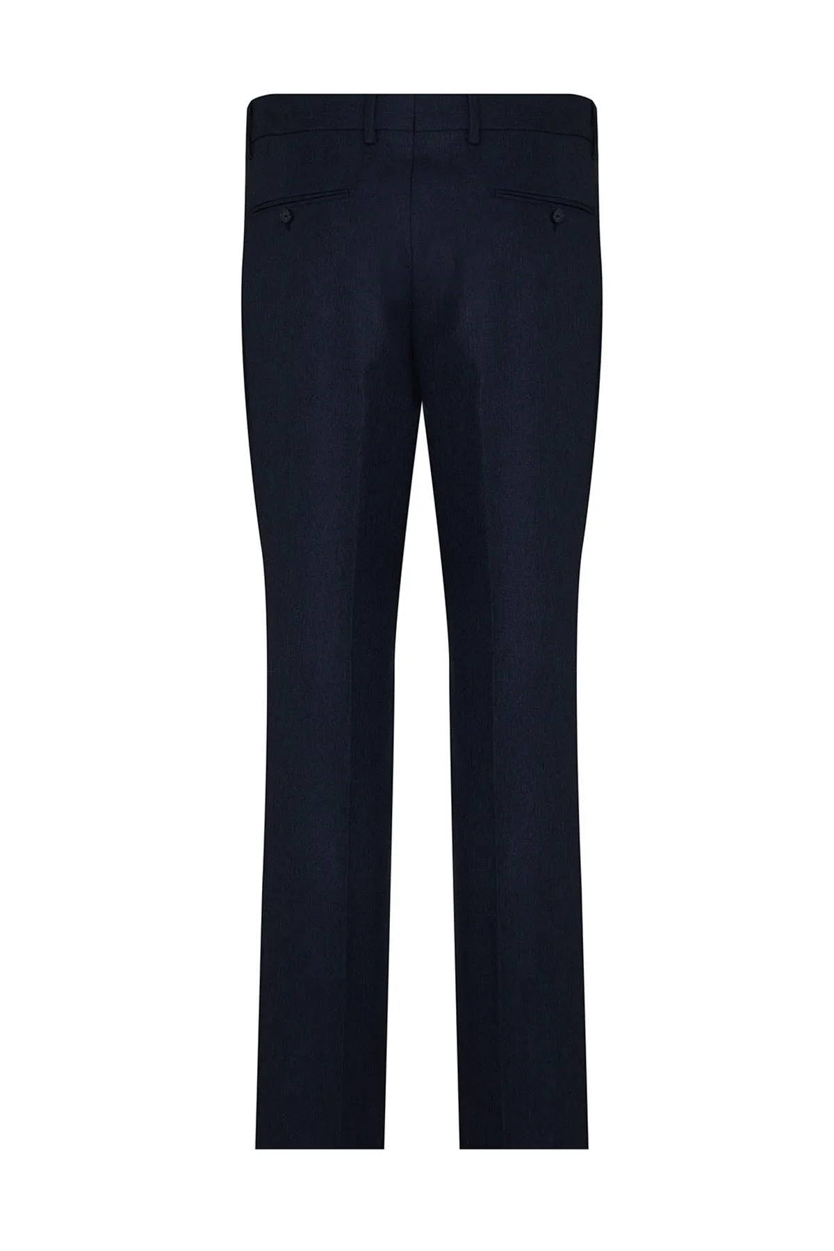 Regular Fit Side Pocket High Waist Navy Dress Pants