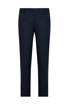 Regular Fit Side Pocket High Waist Navy Dress Pants