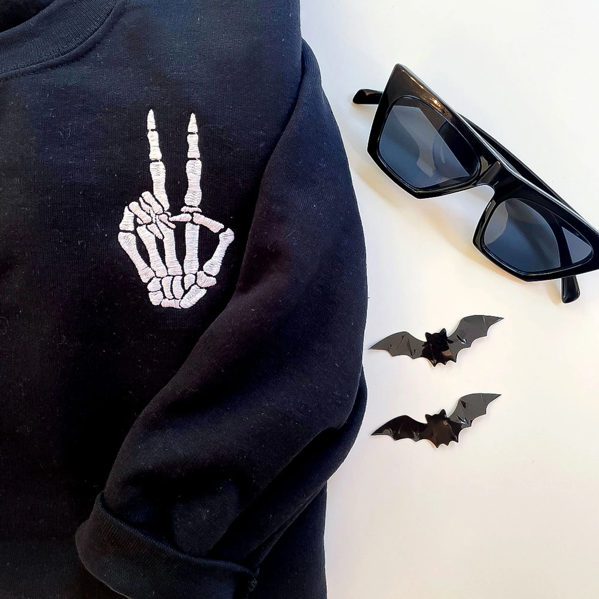 Skeleton Peace Sign Crewneck