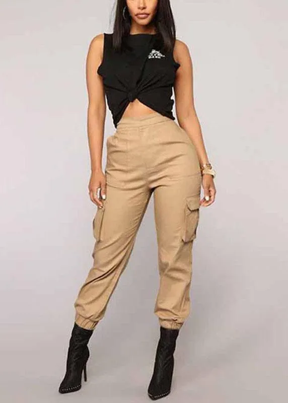 Solid Color High Elastic Waist Casual Harem Pants