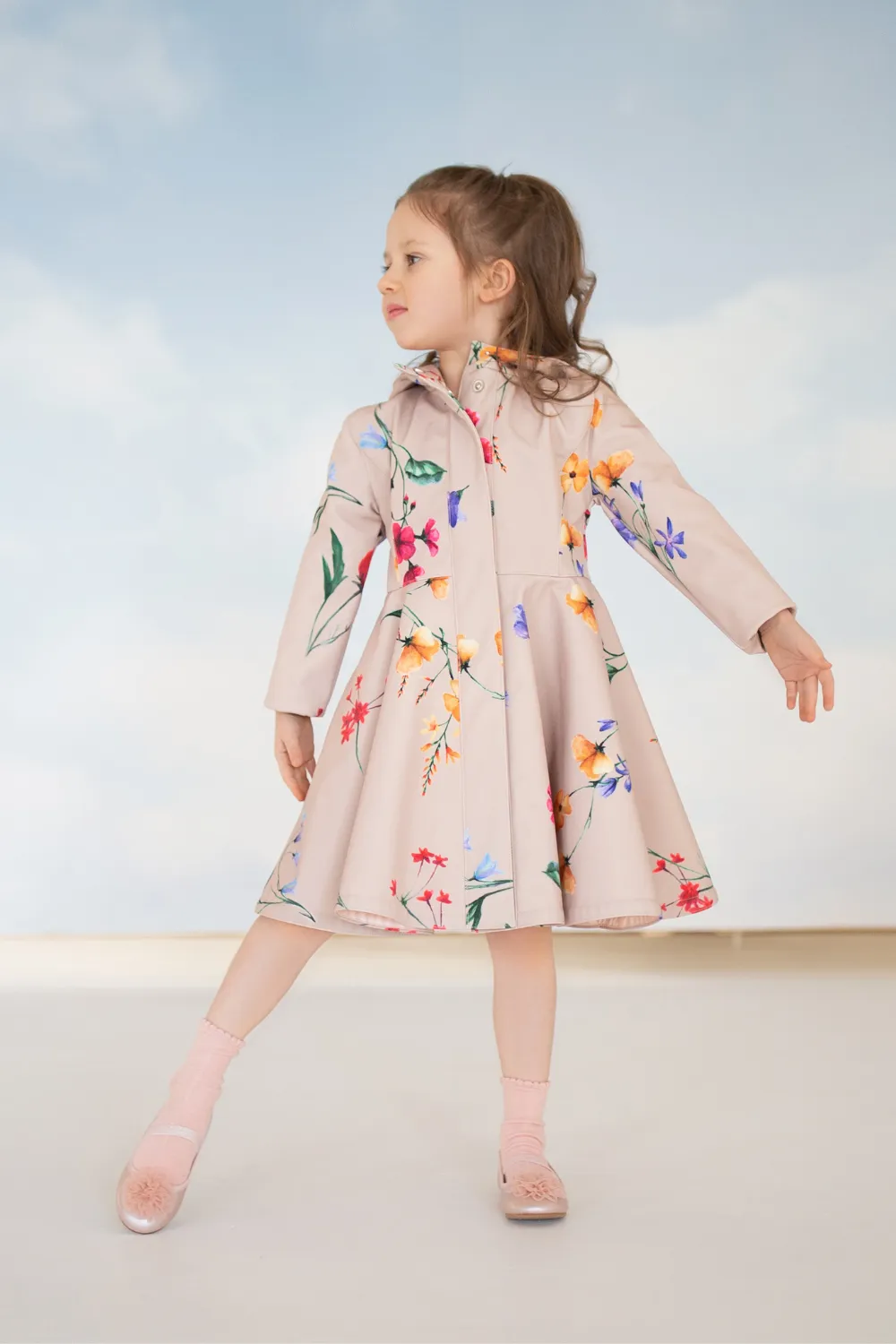 'Spring Bloom' Girls coat in size 98/104 (with imperfections)