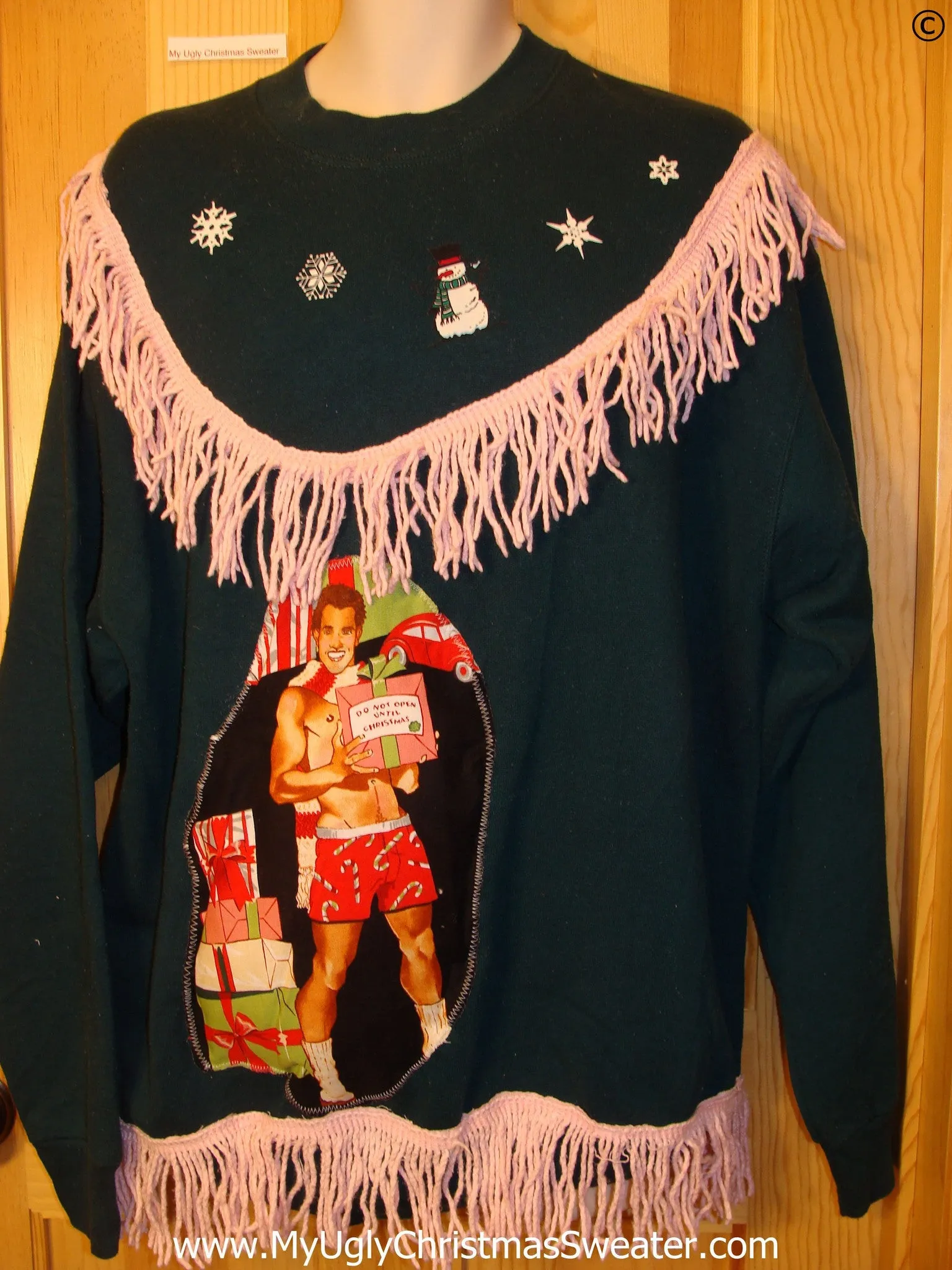 Tacky Christmas Sweatshirt Hottie Guy Fringe