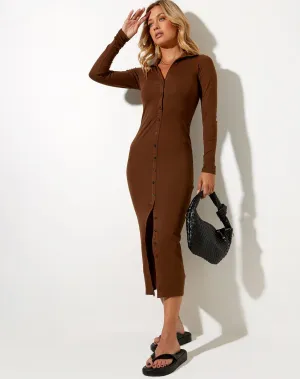 Taryn Maxi Dress in Rib Cocoa